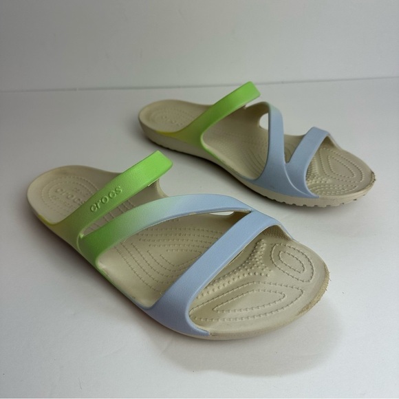 Crocs Kadee Sandals Women's size 11 Shoes Blue Green Lightweight Waterproof - Picture 1 of 11